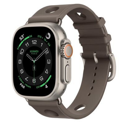 Apple Watch Hermes Ultra 3, 49mm, Natural Titanium, ремешок Scub’H Diving, Gris Titane