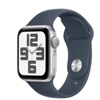 Apple Watch SE Gen 2 2024, 40mm, MRE13, Silver, cпортивный ремешок цвета "Cиний шторм" (S/M, 130–180 mm)