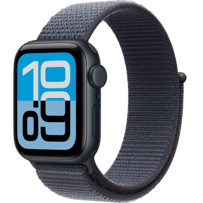 Apple Watch SE 3, GPS+Cellular, 40mm, Aluminum Midnight, Sport Loop Anchor Blue