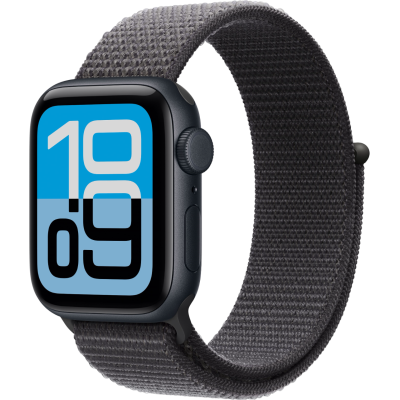 Apple Watch SE 3, GPS+Cellular, 40mm, Aluminum Midnight, Sport Loop Dark Gray