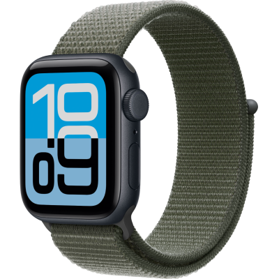 Apple Watch SE 3, GPS+Cellular, 40mm, Aluminum Midnight, Sport Loop Forest