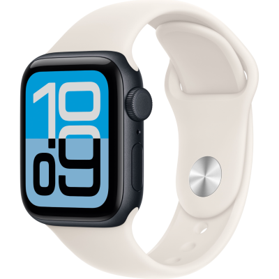 Apple Watch SE 3, GPS+Cellular, 40mm, Aluminum Midnight, Sport Band Starlight, M/L