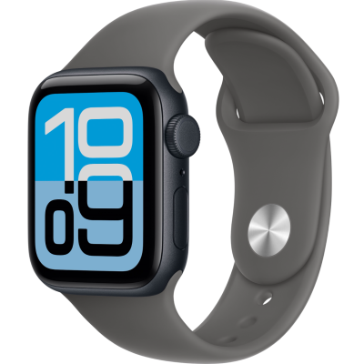 Apple Watch SE 3, GPS+Cellular, 40mm, Aluminum Midnight, Sport Band Stone Gray, M/L