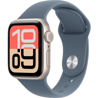 Apple Watch SE 3, GPS+Cellular, 40mm, Aluminum Starlight, Sport Band Anchor Blue, S/M