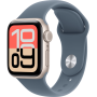 Apple Watch SE 3, GPS+Cellular, 40mm, Aluminum Starlight, Sport Band Anchor Blue, S/M