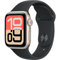 Apple Watch SE 3, GPS+Cellular, 44mm, Aluminum Starlight, Sport Band Black, M/L