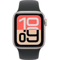 Apple Watch SE 3, GPS+Cellular, 44mm, Aluminum Starlight, Sport Band Black, M/L
