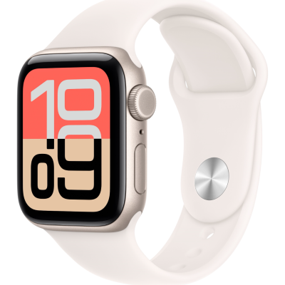 Apple Watch SE 3, GPS+Cellular, 44mm, Aluminum Starlight, Sport Band Light Blush, S/M