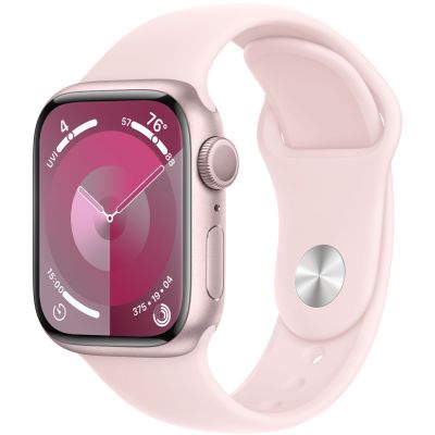 Apple Watch Series 9, 41 мм, MR933 корпус из алюминия розового цвета, силиконовый ремешок нежно-розового цвета