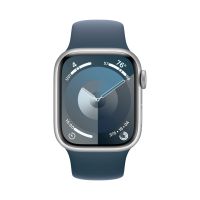 Apple Watch Series 9, 41 мм, MR903 корпус из алюминия серебристого цвета, силиконовый ремешок цвета «синий»