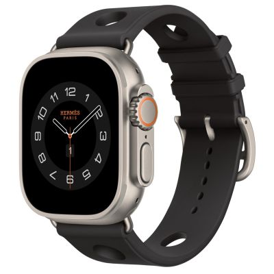 Apple Watch Ultra 2 Hermès, Natural Titanium, Noir Scub’H Diving