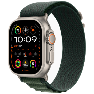 Apple Watch Ultra 2 (2024) GPS + Cellular, 49 мм, Natural, Alpine Loop «Dark Green», L