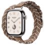 Apple Watch Hermes 11, 42mm, Silver, Bridon Lisere Attelage Double Tour, Beige de Weimar/Blanc
