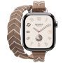 Apple Watch Hermes 11, 42mm, Silver, Bridon Lisere Attelage Double Tour, Beige de Weimar/Blanc
