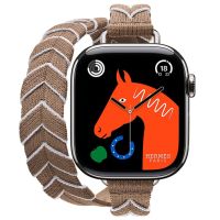 Apple Watch Hermes 11, 42mm, Silver, Bridon Lisere Attelage Double Tour, Beige de Weimar/Blanc