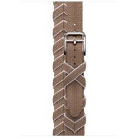 Apple Watch Hermes 11, 42mm, Silver, Bridon Lisere Attelage Double Tour, Beige de Weimar/Blanc