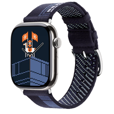 Apple Watch Hermes 11, 42mm, Silver, Faubourg Party Single Tour, Bleu Nuit 