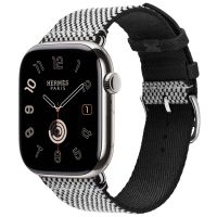 Apple Watch Hermes 11, 46mm, Silver, Toile H Single Tour, Noir/Ecru 
