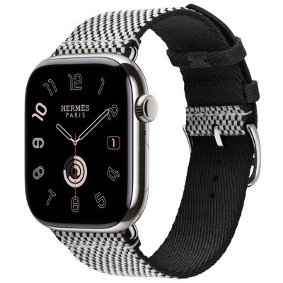 Apple Watch Hermes 11, 46mm, Silver, Toile H Single Tour, Noir/Ecru 