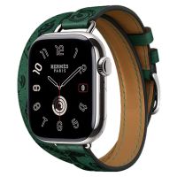 Apple Watch Hermes 11, 42mm, Silver, Animaux Bandana Double Tour, Vert Moyen
