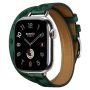 Apple Watch Hermes 11, 42mm, Silver, Animaux Bandana Double Tour, Vert Moyen