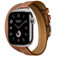 Apple Watch Hermes Series 10 42mm, Silver Titanium, Attelage Double Tour, Gold