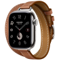 Apple Watch Hermes Series 10 42mm, Silver Titanium, Attelage Double Tour, Gold