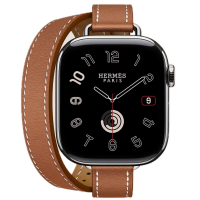 Apple Watch Hermes Series 10 42mm, Silver Titanium, Attelage Double Tour, Gold