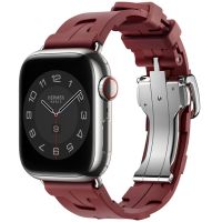 Apple Watch Hermes Series 10 42mm, Silver Titanium, Kilim Single Tour, Rouge H