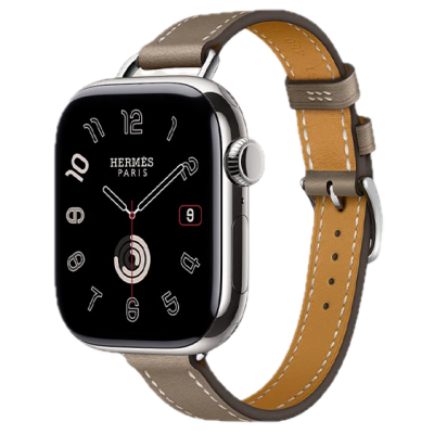 Apple Watch Hermes Series 10 42mm, Silver Titanium, Attelage Single Tour, Etoupe