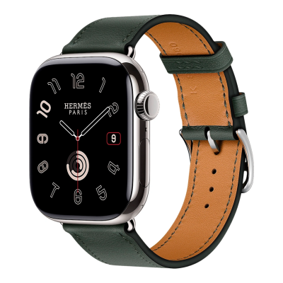 Apple Watch Hermes 11, 42mm, Silver, Single Tour Strap, Vert Mangrove