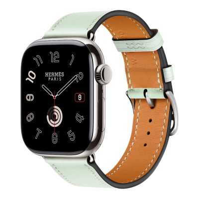 Apple Watch Hermes 11, 42mm, Silver, Single Tour Strap, Vert Peppermint 
