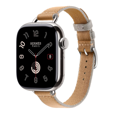 Apple Watch Hermes 11, 42mm, Silver, Twill Jump Attelage Single Tour, Kraft/Bleu Glacier