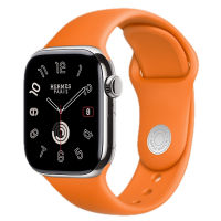 Apple Watch Hermes Series 10 46mm, Silver Titanium, Sport Band, S/M, Orange