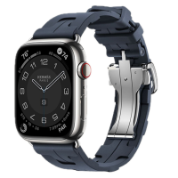 Apple Watch Hermes Series 10 46mm, Silver Titanium, Kilim Single Tour, Navy