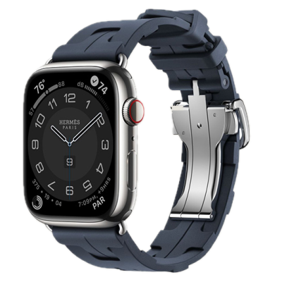 Apple Watch Hermes Series 10 46mm, Silver Titanium,  Kilim Single Tour, Navy