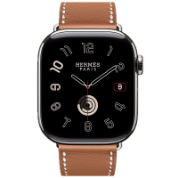 Apple Watch Hermes 11, 42mm, Silver, Single Tour Strap, Swift calfskin, Gold