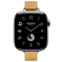 Apple Watch Hermes 11, 46mm, Silver, Single Tour, Swift calfskin with Ecru stitching, Paille