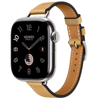 Apple Watch Hermes 11, 46mm, Silver, Single Tour, Swift calfskin with Ecru stitching, Paille