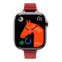 Apple Watch Hermes 11, 42mm, Silver, Twill Jump Attelage Single Tour, Rouge Grenat/Vermillon