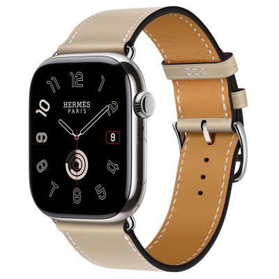 Apple Watch Hermes 11, 46mm, Silver, Single Tour, Swift calfskin, Trench