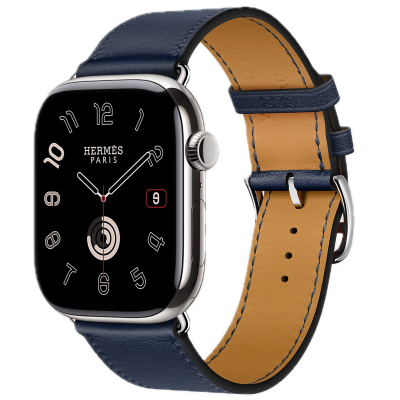 Apple Watch Hermes 11, 46mm, Silver, Single Tour, Swift calfskin, Navy