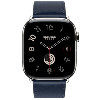 Apple Watch Hermes 11, 46mm, Silver, Single Tour, Swift calfskin, Navy