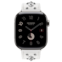 Apple Watch Hermes 11, 46mm, Silver, Single Tour, Clou Medor Rock, Blanc