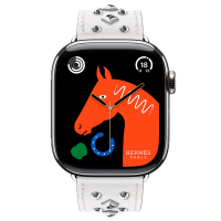 Apple Watch Hermes 11, 46mm, Silver, Single Tour, Clou Medor Rock, Blanc
