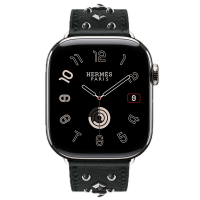 Apple Watch Hermes 11, 46mm, Silver, Single Tour, Clou Medor Rock, Noir