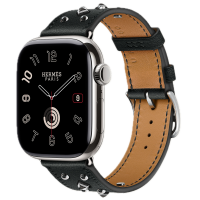 Apple Watch Hermes 11, 46mm, Silver, Single Tour, Clou Medor Rock, Noir