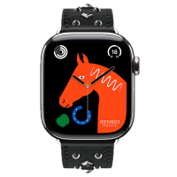 Apple Watch Hermes 11, 46mm, Silver, Single Tour, Clou Medor Rock, Noir