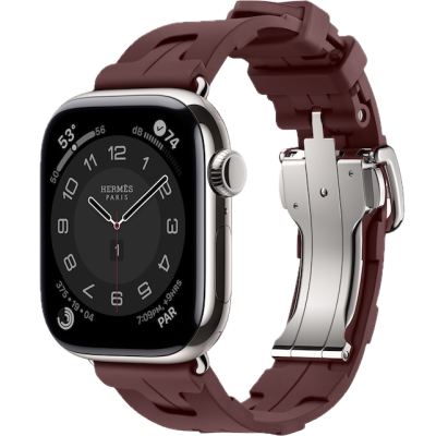 Apple Watch Hermes 11, 42mm, Silver, Kilim Single Tour Deployment Buckle, Bordeaux