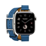 Apple Watch Hermes 11, 42mm, Silver, Hapi Attelage Double Tour, Bleu De France